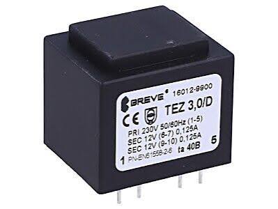 Trnf 6P 230V/2X12V 3,0Va 33X28X30 Ta40 Dip